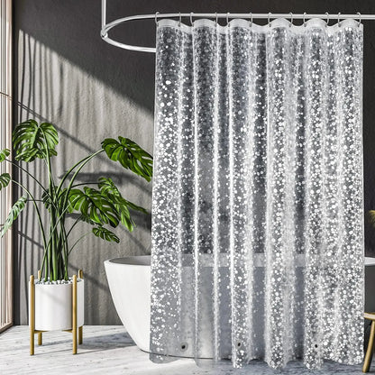 3D Water Cube Shower Curtain, Clear with Bottom Magnets, Heavy Duty Bathroom Curtain for Bathtubs
