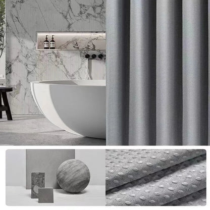 Thickened Waffle Solid Color Shower Curtain, Non-porous Double-sided Waterproof and Mildew