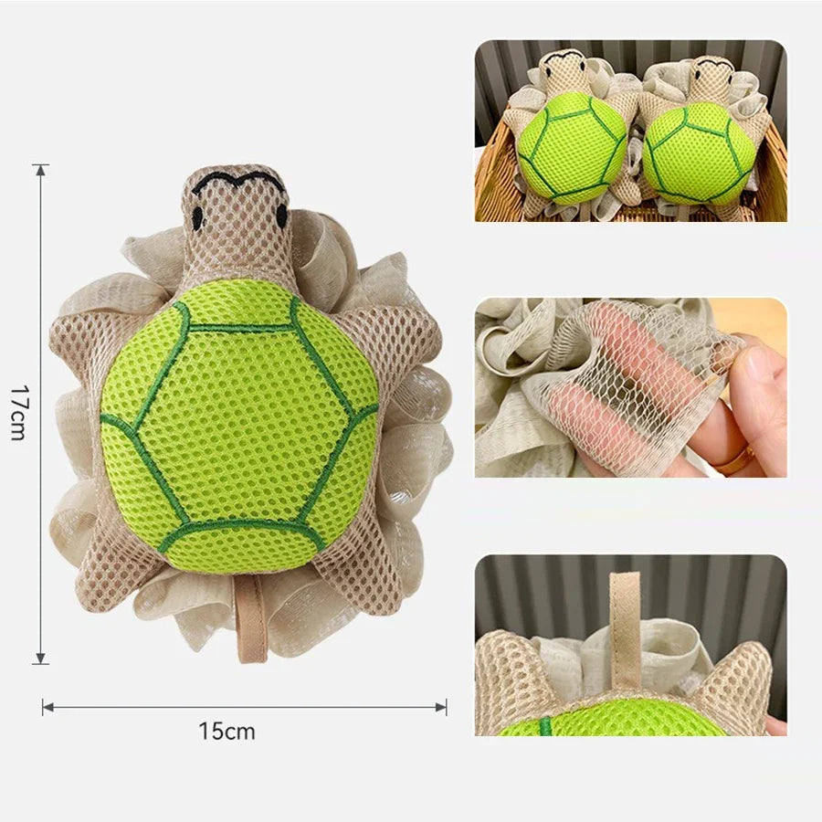Cute Cartoon Bath Pouf, Shower Sponge Scrubber Loofah for Gentle Exfoliating & Rich Lather