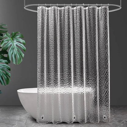 3D Water Cube Shower Curtain, Clear with Bottom Magnets, Heavy Duty Bathroom Curtain for Bathtubs