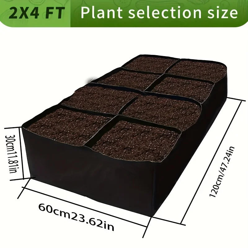 Garden Bed, 128 Gallon 8 Grids Plant Grow Breathable Planter Raised Beds