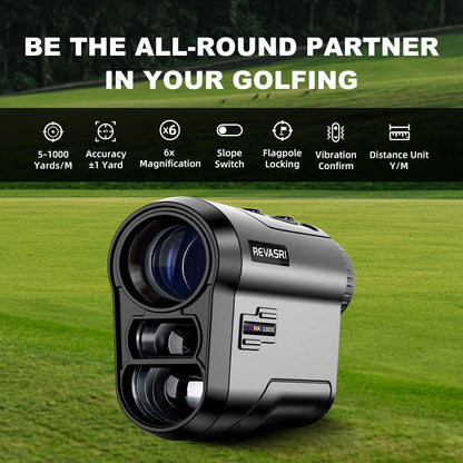 Golf Rangefinder, 6x Magnification, Flag-Lock Vibration, and Slope-Compensated Distance Function