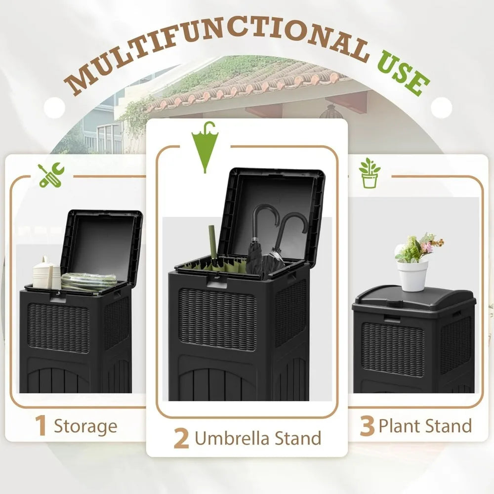 2 Pack 35 Gallon Outdoor Garbage Can with Lid, Waterproof Resin Waste Bins