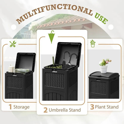 2 Pack 35 Gallon Outdoor Garbage Can with Lid, Waterproof Resin Waste Bins