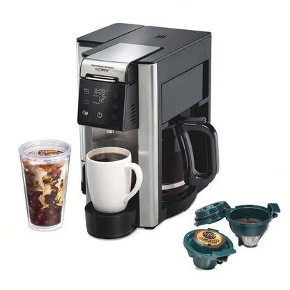 FlexBrew 5-In-1 Coffee Maker, Single Serve, 12-Cup Coffee Pot, Hot & Iced, K-Cup Pod Compatible or Grounds,