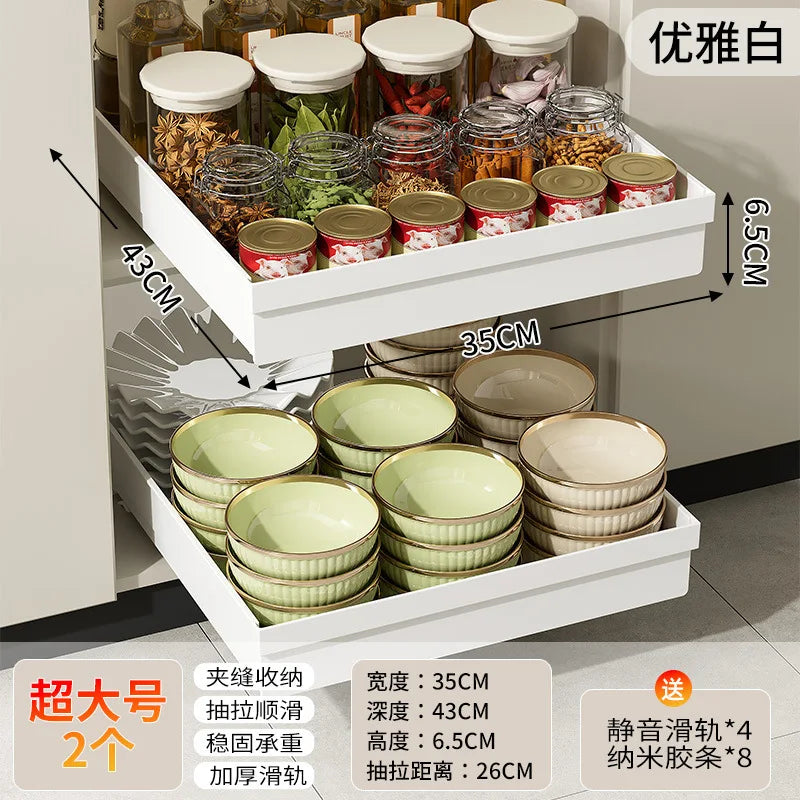 Heavy-Duty No-Drill Magic Tray Slide-Out Organizer for Cabinets