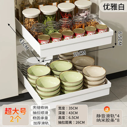 Heavy-Duty No-Drill Magic Tray Slide-Out Organizer for Cabinets