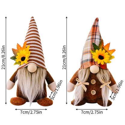 Fall Gnome Sunflower Maple Doll Harvest Autumn Elf Dwarf Plush Faceless Dolls Ornaments