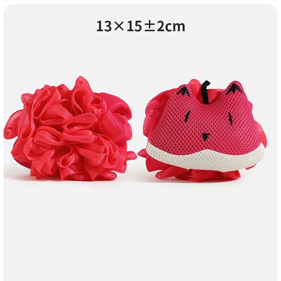 Cute Cartoon Bath Pouf, Shower Sponge Scrubber Loofah for Gentle Exfoliating & Rich Lather