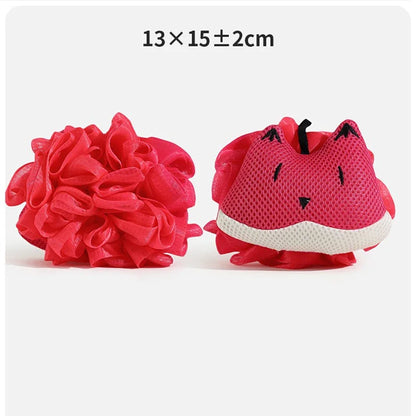 Cute Cartoon Bath Pouf, Shower Sponge Scrubber Loofah for Gentle Exfoliating & Rich Lather