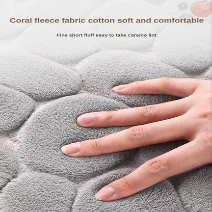 Non-Slip Bathroom Mat Cobblestone Embossed Absorbent Doormat Machine Washable Quick Drying