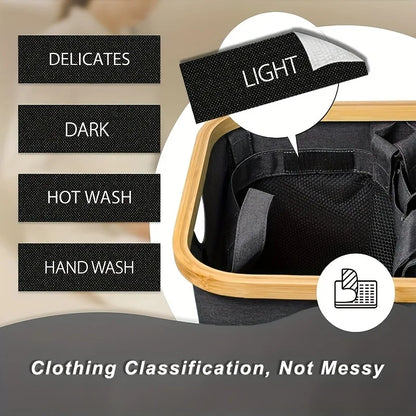 Extra Large Laundry Basket with Lid 3-Grids Inner Bags Laundry Hamper