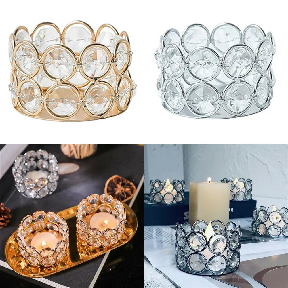 Crystal Desktop Candlelight Dinner Prop Metal Ornament Candle Holder