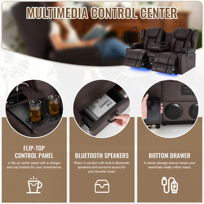 Redlife Loveseat Electric Recliner Sofa for Seniors, Massage & Heat Capacity,Cat-Claw Leather.