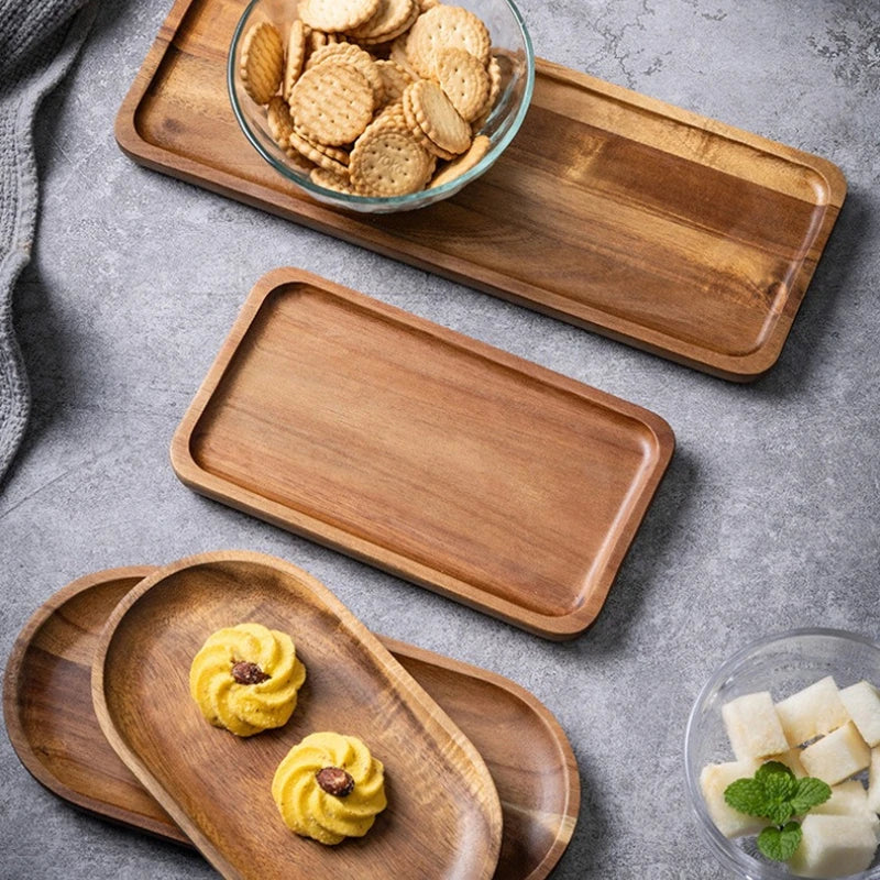 Creative Wooden Serving Tray - Multi-Functional Coffee Coaster & Plate,