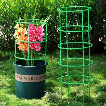 18 Pcs/set 6 Layers Plant Stakes Round Plant Support Ring Plastic Plant Cage Holder Climbing Trellis