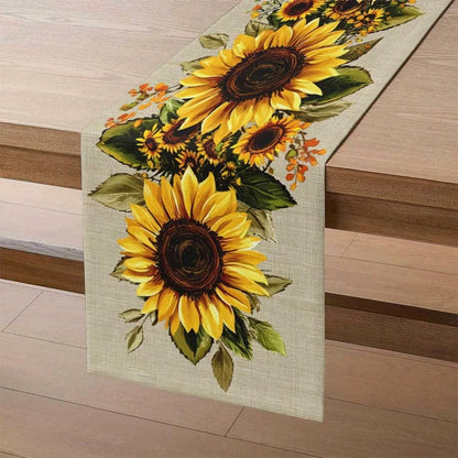 Sunflower Country Style Table Runner Polyester Fiber Farmhouse Autumn Table Decoration