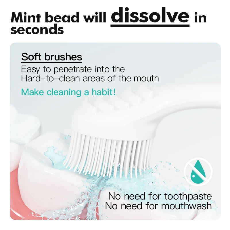 20PCS Mini burst bead Toothbrush Box, No Water Portable Toothbrush for Travel Outdoor No Rinse Oral Cleaning Use