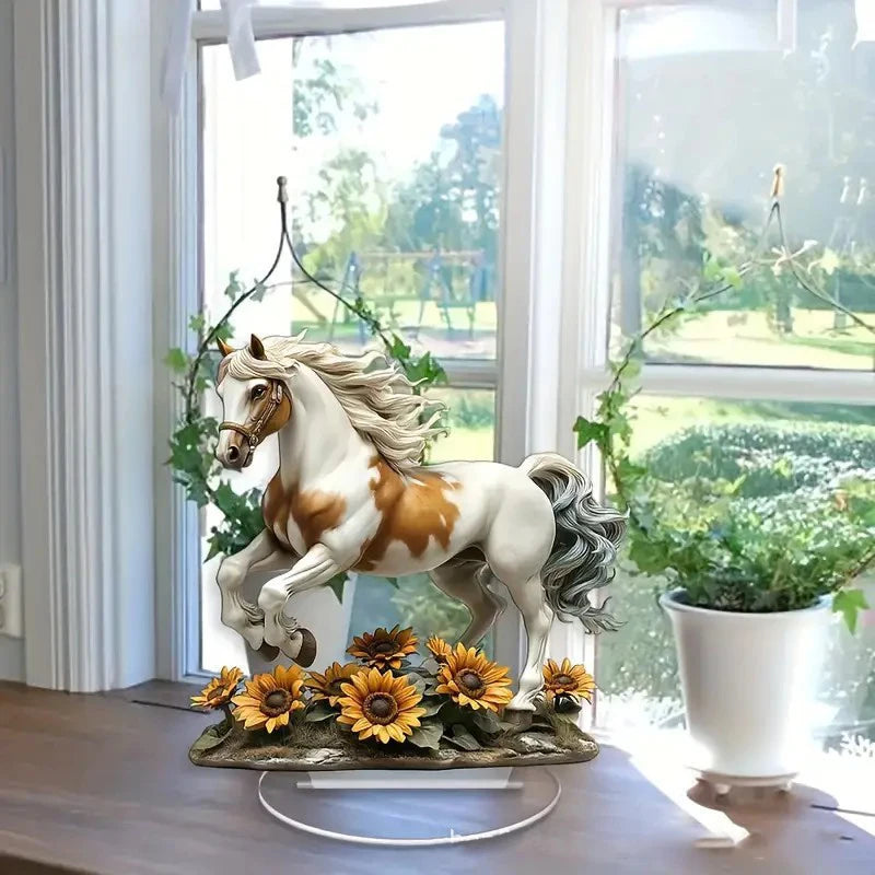 New Cross-border White Horse Acrylic Ornament