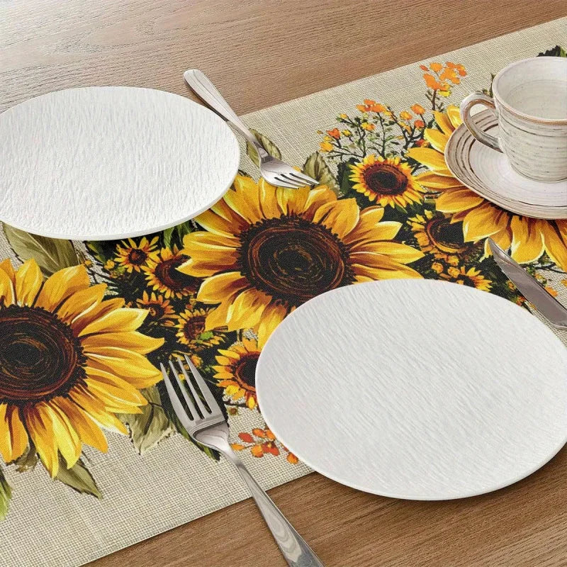 Sunflower Country Style Table Runner Polyester Fiber Farmhouse Autumn Table Decoration