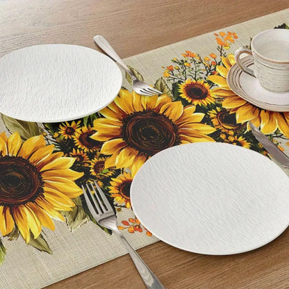 Sunflower Country Style Table Runner Polyester Fiber Farmhouse Autumn Table Decoration