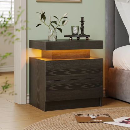 2 Cube Drawers End Table with RGB LED Lights