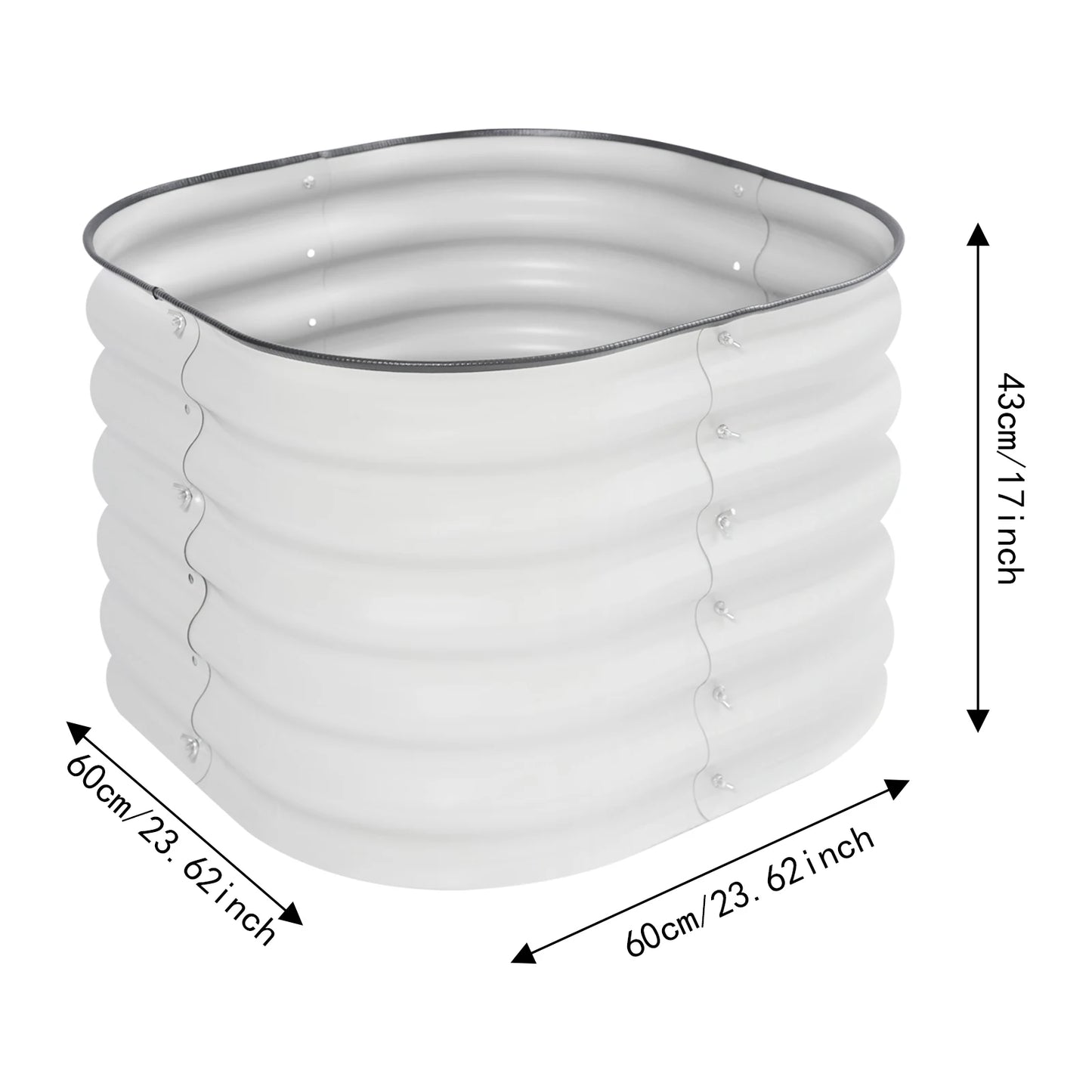 2Pcs Round Raised Garden Bed Aluminum Zinc Plated Steel Rustproof Outdoor Elevated Planter Box Open Base Drainage Garden Plant