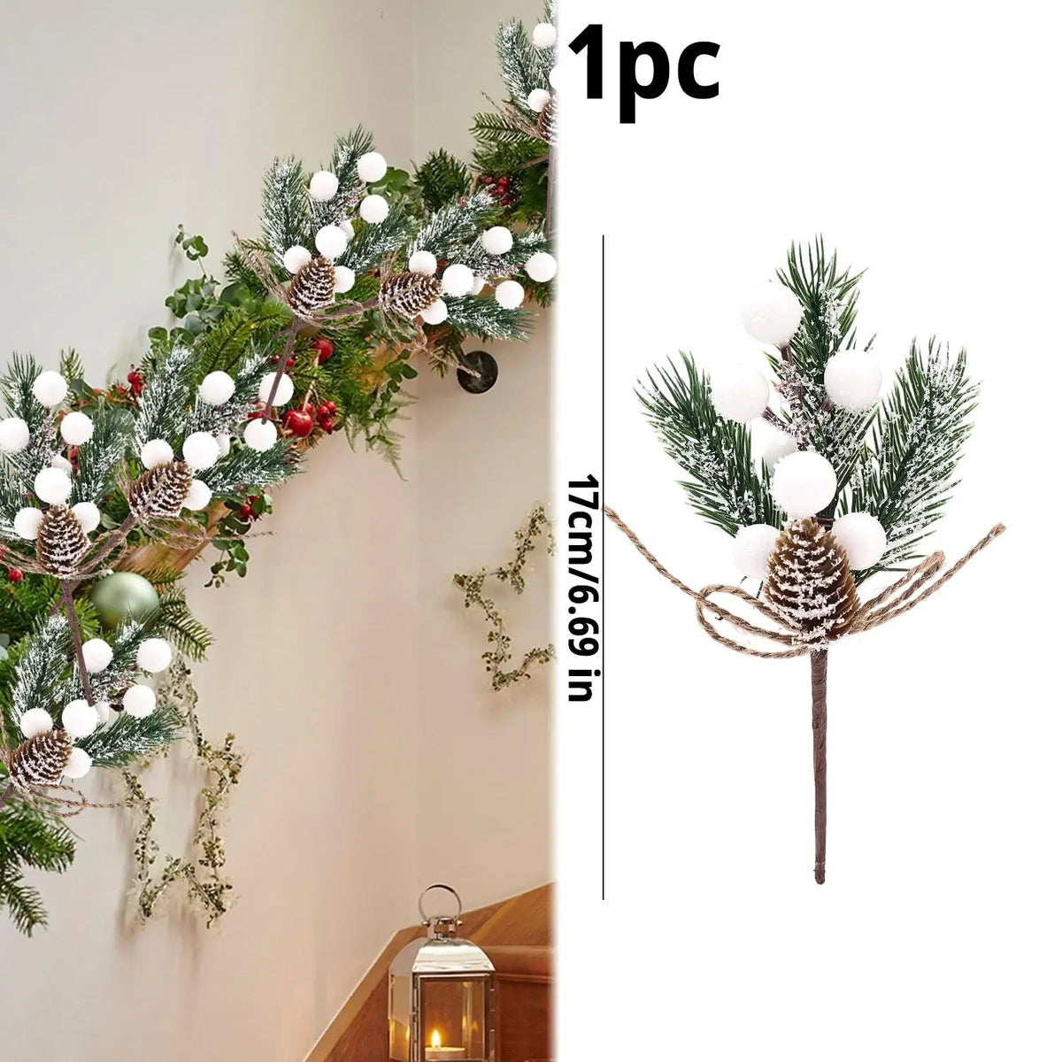 1/20x Snowflake Pinecone Berry Branch Artificial Red Berry Pine Needle DIY Wreath