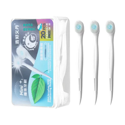 20pcs/box Portable 4-in-1 Toothbrush Toothpick Tongue Scraper for Travel Oral Cleaning Disposable Toothbrush