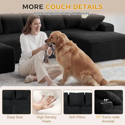 Oversized Sectional Sofa with Chaise Boneless Cloud Couches Deep Seat U Shaped Couches