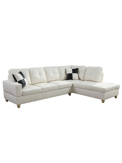 White Faux Leather 3-Piece Couch Living Room Sofa Set