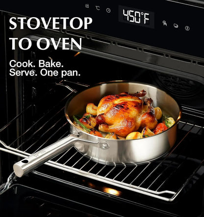 Stainless Steel Cookware Set 17 Piece, Pots and Pans 5-Layer Base, Oven & Induction Safe
