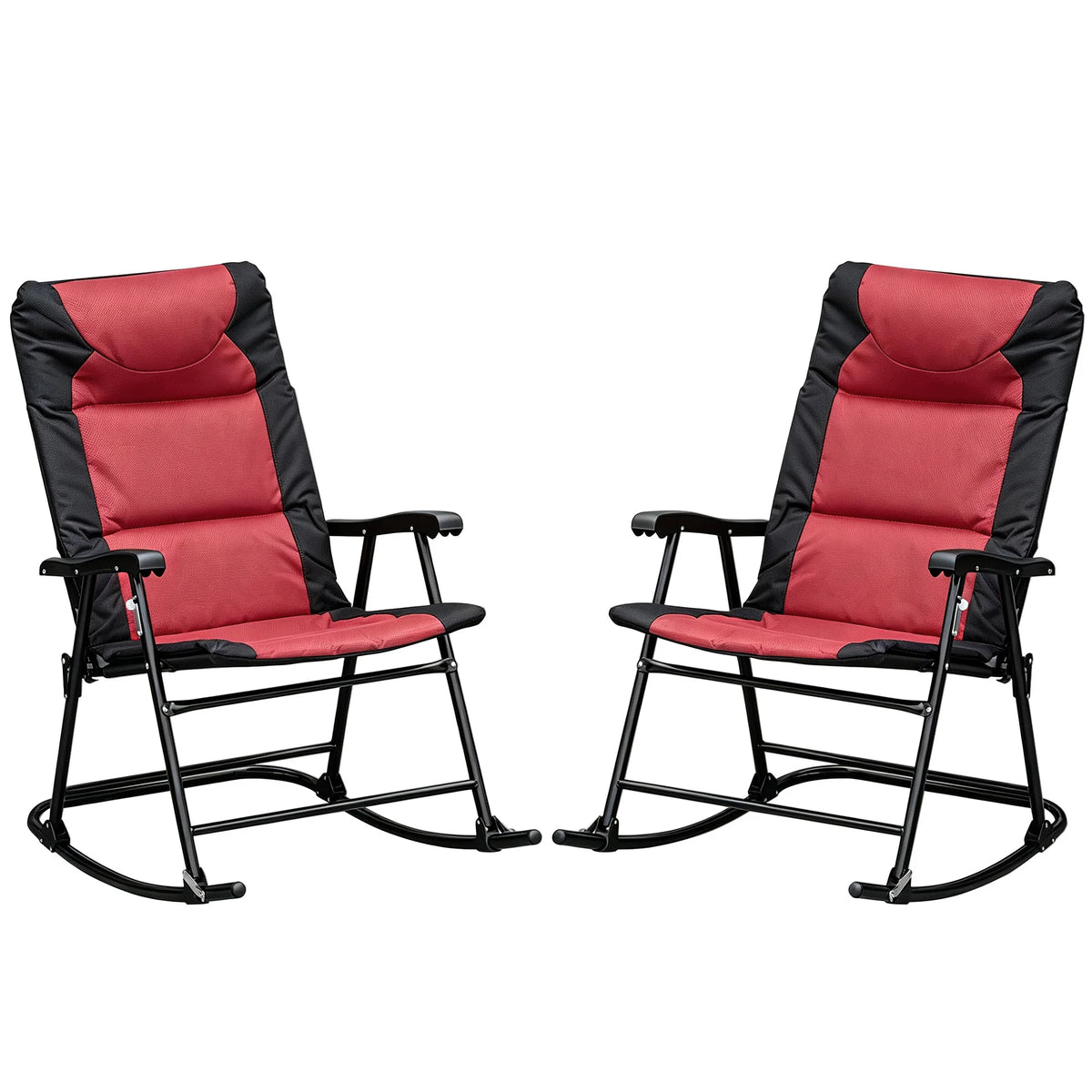 2PC Oversized Folding Rocking Camping Chairs, Red