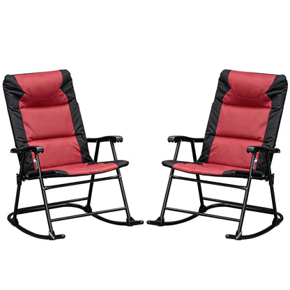 2PC Oversized Folding Rocking Camping Chairs, Red