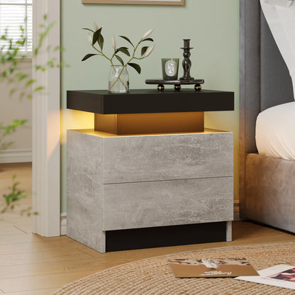 2 Cube Drawers End Table with RGB LED Lights