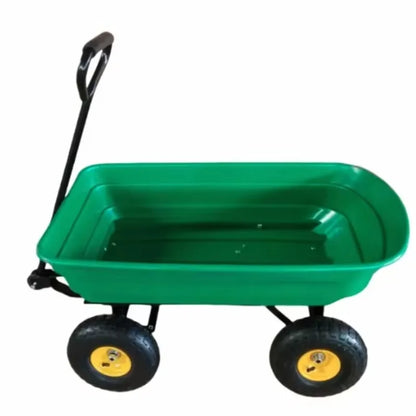 Heavy Duty 600-Pound Capacity Collapsible Steel Frame Wheelbarrow With 10\" Tires Outdoor Yard Poly Garden Dump Cart