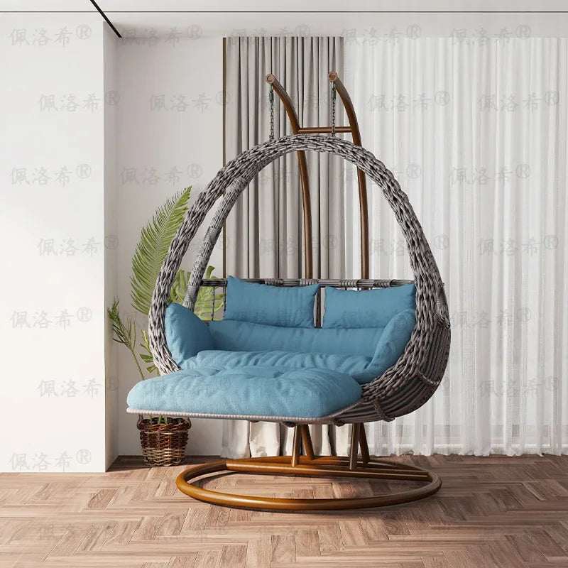 Hanging basket rattan courtyard double swing lazy chair