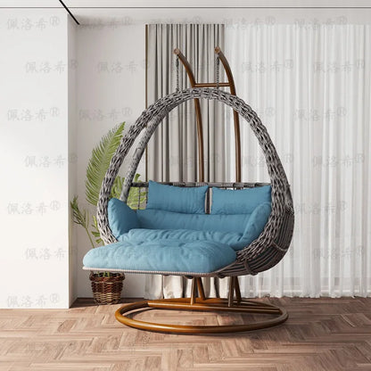 Hanging basket rattan courtyard double swing lazy chair