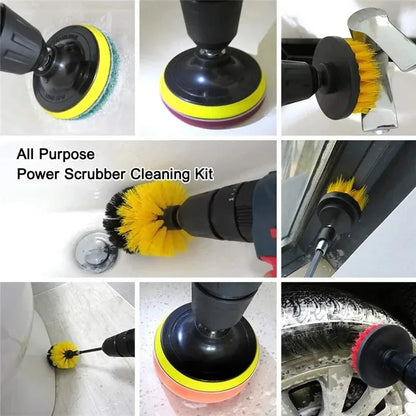 Electric Drill-Brush Kit Power Scrubber Brush For Carpet Bathroom Surface Tub Furniture Shower Tile Tires Cleaning Tool
