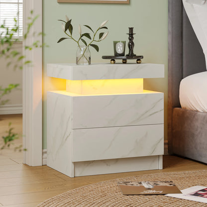 2 Cube Drawers End Table with RGB LED Lights