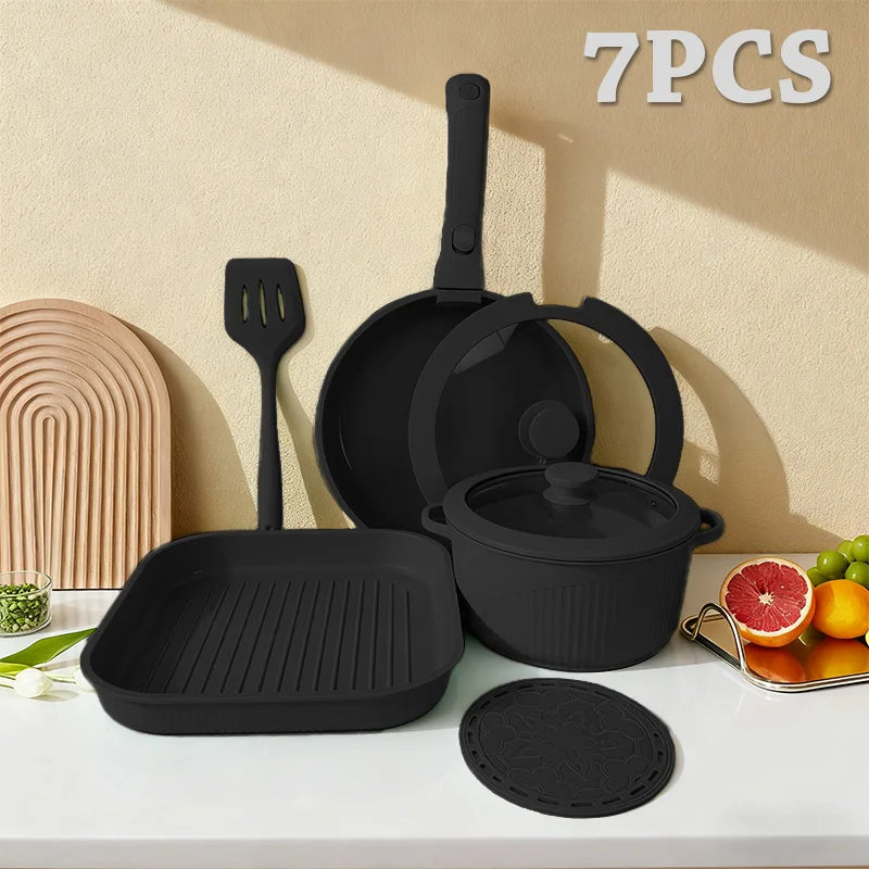 Pots and Pans Set, Nonstick Cookware Set Detachable Handle, Oven Safe