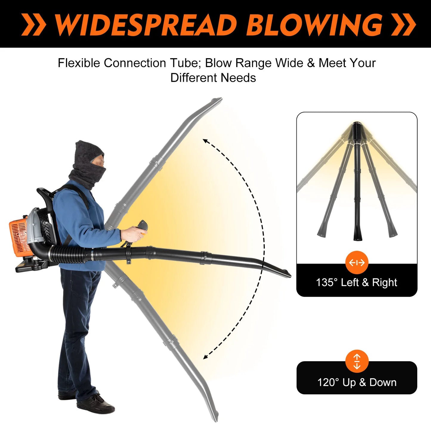 2-Stroke Gas Leaf Blower, Adjustable Speed Backpack Blower, Yard Cleaning