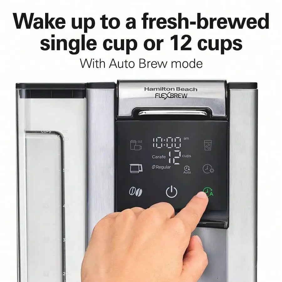 FlexBrew 5-In-1 Coffee Maker, Single Serve, 12-Cup Coffee Pot, Hot & Iced, K-Cup Pod Compatible or Grounds,