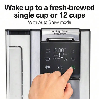 FlexBrew 5-In-1 Coffee Maker, Single Serve, 12-Cup Coffee Pot, Hot & Iced, K-Cup Pod Compatible or Grounds,