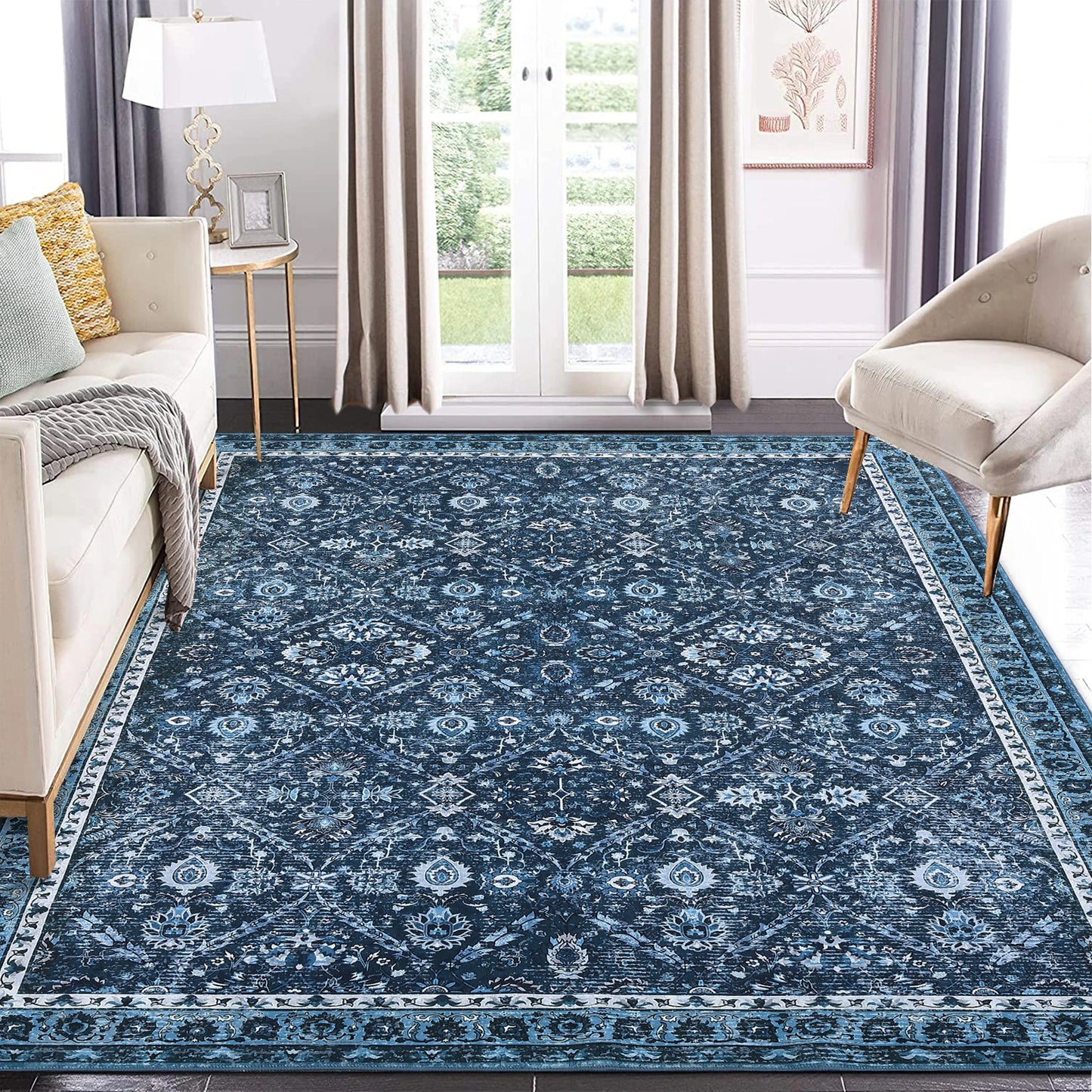 Machine Washable, Non-Slip,Stain & Water Resistant, Low-Pile Rug.