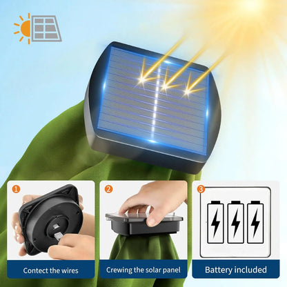9FT Solar Patio Umbrella with 32 LED Lights - Outdoor Table Umbrella with Crank Lift, Push Button Tilt and 8 Sturdy Ribs