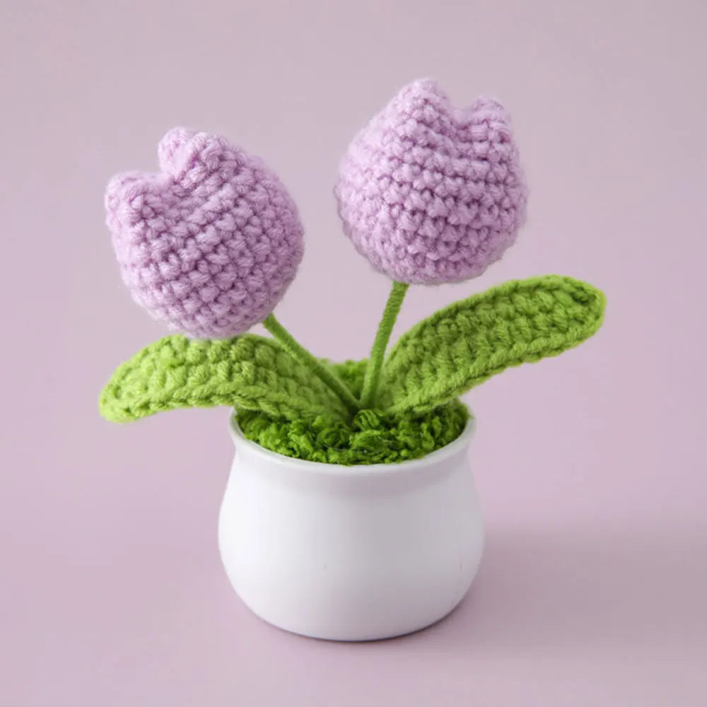 Hand-knitted Sunflower Tulip Crochet Flowers Potting