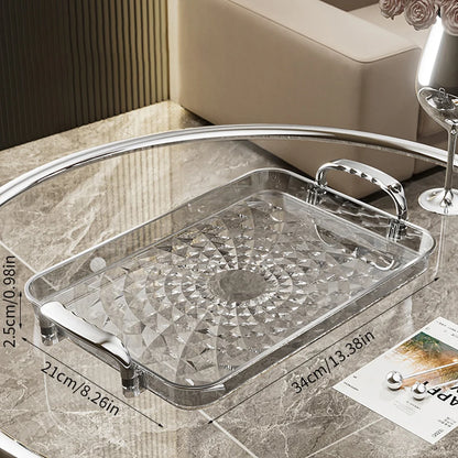 WORTHBUY Light Luxury Clear Serving Tray Plastic Fruit Dessert Tray