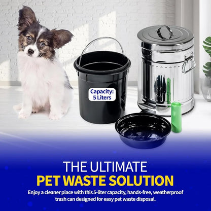 11" Galvanized Steel Pet Waste Can with Step Pedal, Weather-Resistant