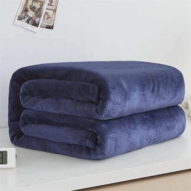 Super Soft Warm Lightweight Plain Solid Color Flannel Blanket for All Season